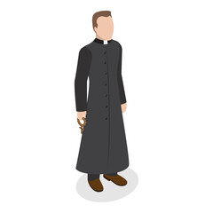 3D Isometric Flat Vector Illustration of Catholic Christian Staff , Religion and Faith. Item 4