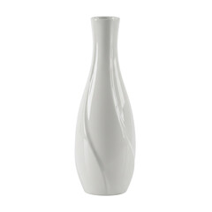 all White Ceramic Vase with Glossy Finish and Subtle Curved Design on White Background