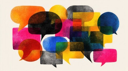 colorful speech bubbles overlapping design