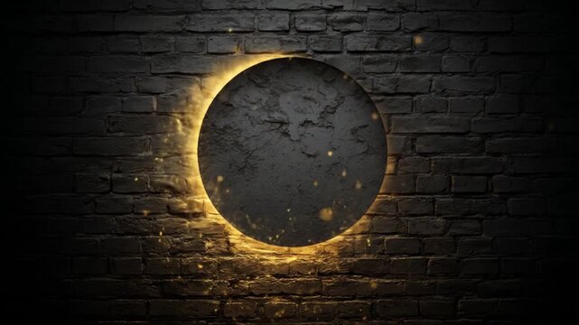 Circular frame on brick wall