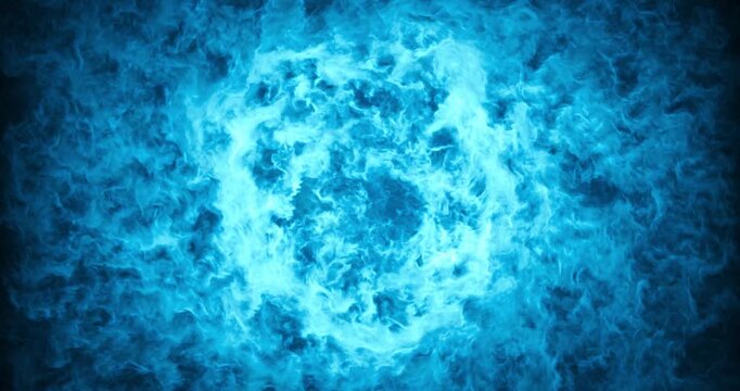 dynamic blue energy vortex, a hypnotic swirling portal of light and smoke against a dark background. Perfect for abstract, sci-fi, or magical themes. 4K loop, 3D render.