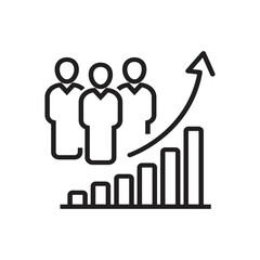 Illustration of a growing business graph with stylized people icons indicating progress and success