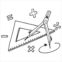 Math Geometry Tools Doodle Compass Triangle Ruler