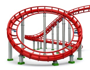 3D render of a red roller coaster