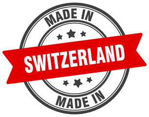 Made in Switzerland round sign. Made in Switzerland stamp.