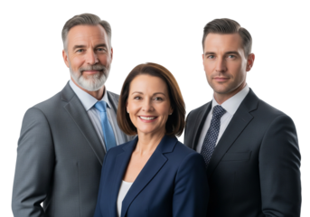 Professional Business Team Posing Together on White Background
