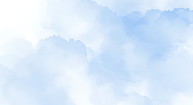 Soft blue sky with scattered white clouds and gentle light diffusion