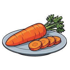 Whole carrot and slices on a plate isolated on white background 4k video