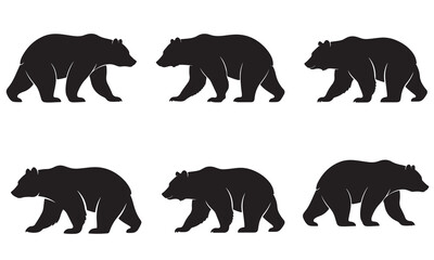 Six Bears Walking In Formation Silhouette