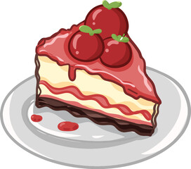 Strawberry Cheesecake Slice on a Plate