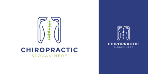 Chiropractic Logo with Abstract Backbone Vector Design