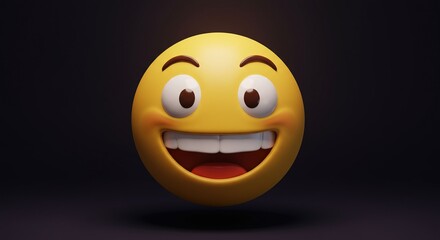 Expressive 3D Emoji with a Goofy Grin and Wide Eyes, Perfect for Social Media Marketing and Digital Communication Campaigns Showing Playfulness and Humor