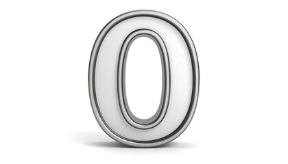3D rendered metallic number zero