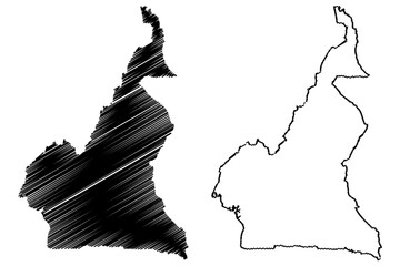 Cameroon map vector illustration, scribble sketch Cameroon