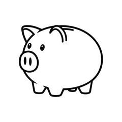 Piggy bank illustration, money saving symbol, finance container design, cute pig silhouette artwork, coin deposit object for budget planning