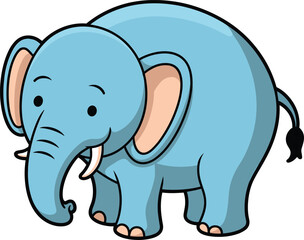 Cartoon blue elephant, cute jungle animal, kids vector illustration, friendly wildlife character, playful safari design, children’s educational art, animal clipart