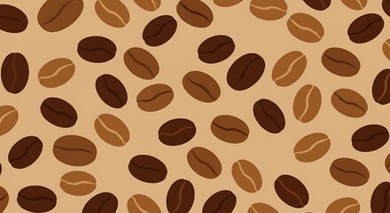 Obraz premium Pattern of coffee beans on a beige background