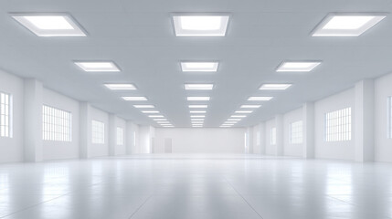 Fototapeta premium Modern futuristic white hall interior. bright empty room providing spacious background with clean lines and serene, minimalist perspective for any concept presentation