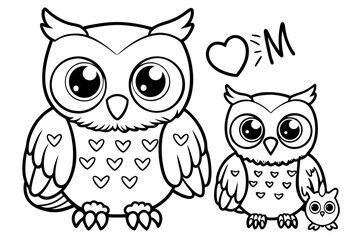 Fototapeta premium owl on a tree Perfect for kids coloring books and educational materials