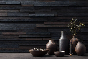 still life with flowers Rustic Dark Wooden Background with Horizontal Strips for Ultra-Realistic Product Shots