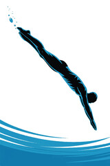 Swimmer Diving Silhouette Vector — High-Quality Black Icon
