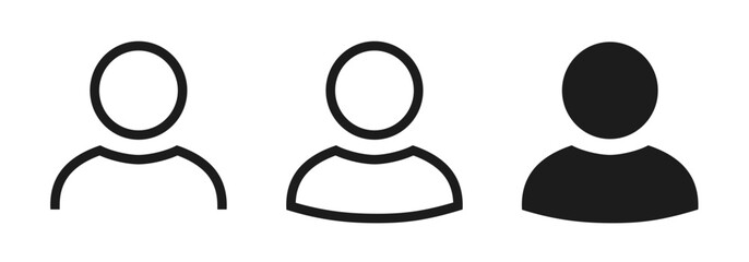 User avatar icon set, profile symbol in outline and solid styles, different flat person icon - stock vector