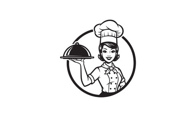 Female Chef Logo Silhouette