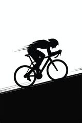 Cyclist Racing Silhouette Vector — High-Quality Black Icon