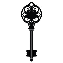 Obraz premium Vector vintage key silhouette isolated on white