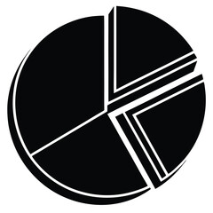 Business data analysis pie chart graphic representing market share and financial performance silhouette
