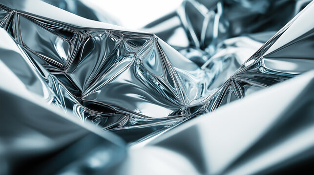 Abstract silver metal crumpled texture background, modern technological material surface, for industrial design, commercial promotion and creative projects