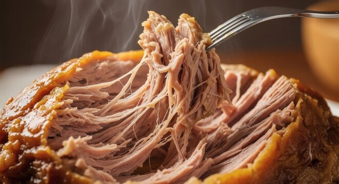 Juicy Slow-Braised Lamb Shank with Tender Meat Fibers Close-up