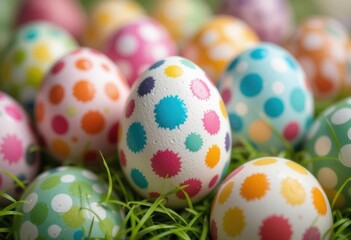 Fototapeta premium Classic Dots in Cheerful Colors A Fun Easter Design