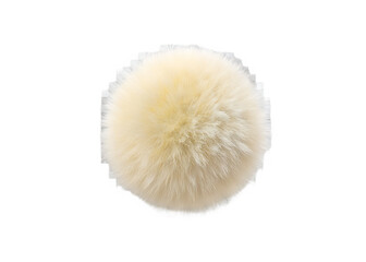 Fluffy Light Yellow Faux Fur Pom on Transparent Background soft isolated on a transparent background
