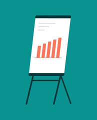 Modern bar chart on presentation board showing business growth and success