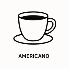 Americano coffee cup on a saucer in minimalist style  