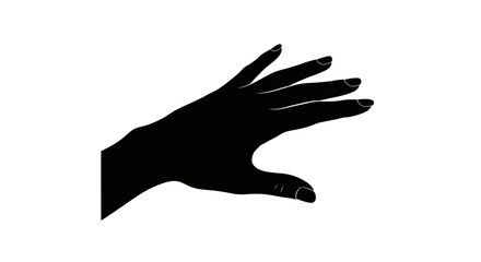 Obraz premium Silhouette of a woman's hand, fingers slightly spread, palm open, gesturing.