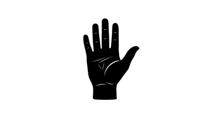 Obraz premium A black silhouette of an open human hand, palm facing forward, isolated on a white background.
