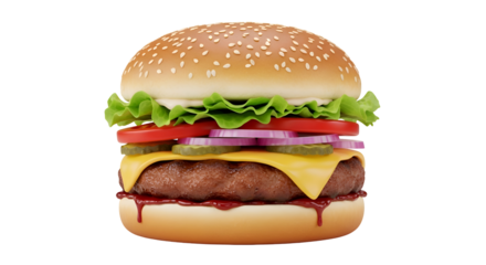 Juicy gourmet burger with fresh toppings, ready to eat!