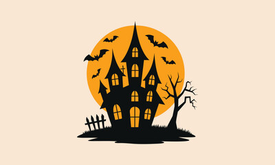 Haunted House Halloween Scene