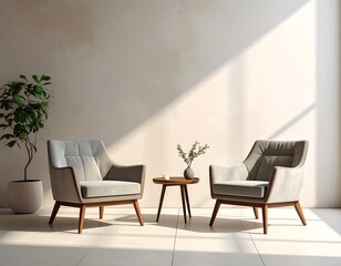 Modern living room with armchairs