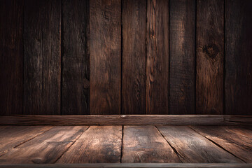 Dark Wooden Background with Rustic Texture and Natural Grain