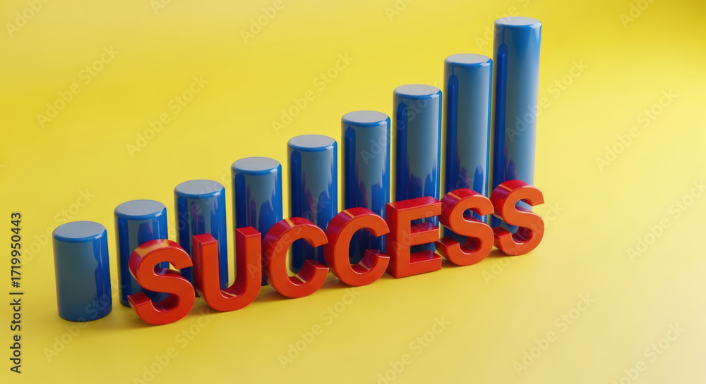Aufkleber visualizing success a bar graph with the word success displayed in bold letters representing growth 