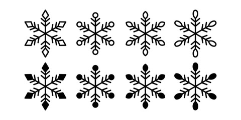 Snowflake vector icon. Frozen ice crystal symbol for Christmas, winter, and holiday decorations.