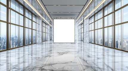 Elegant Luxury Penthouse Interior with White Walls and Expansive City Views