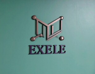 Modern logo on teal wall