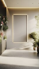 Modern Interior Mockup with Natural Elements and Soft Lighting on the Wall