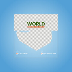 Modern Travel Social Media Post Template for Instagram and Facebook &ndash; Vacation, Holiday, Tourism Banner Design