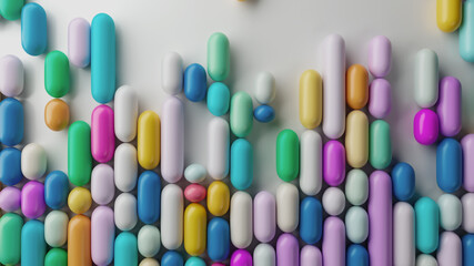 Colorful glossy capsules vertical abstract background