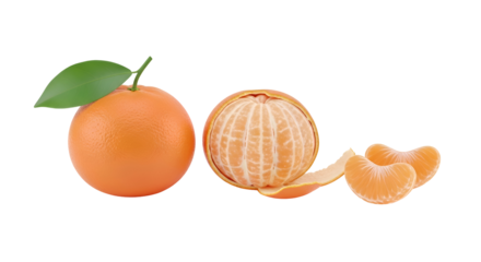 Fresh orange peeled segments and whole fruit